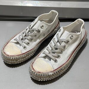 Mi.iM White Canvas Sneakers with Silver Accents